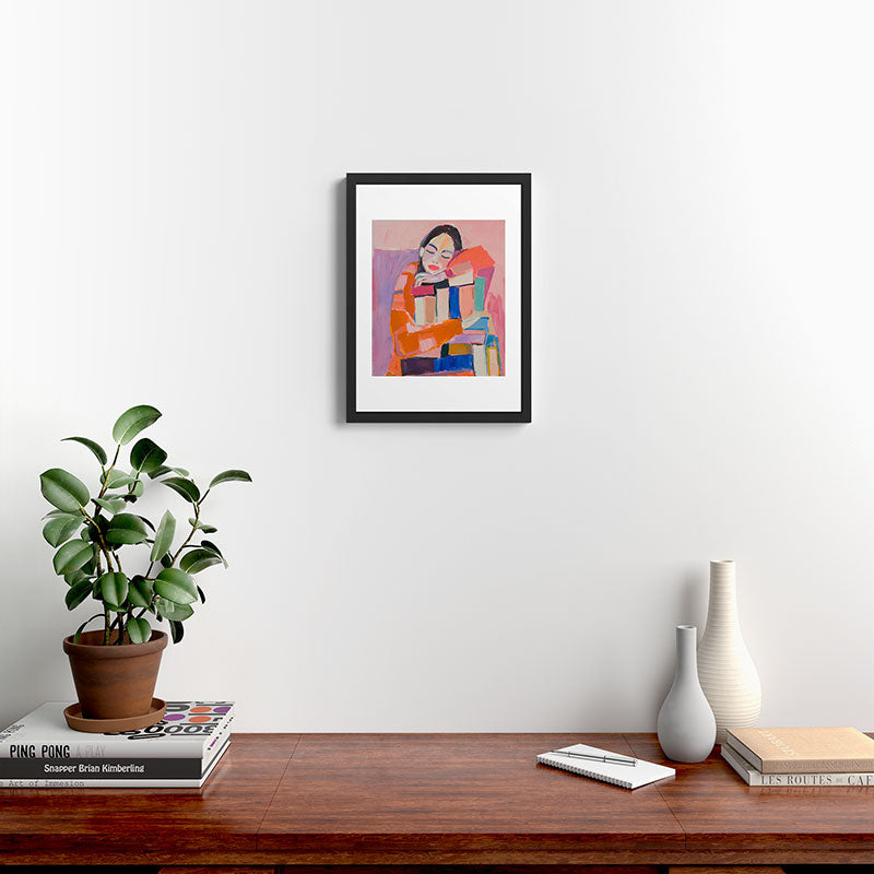 Woman Love for Books Framed Art Print Gallery Image 3