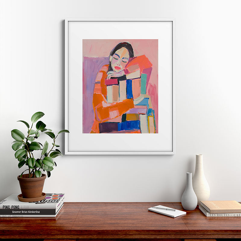 Woman Love for Books Framed Art Print Gallery Image 28