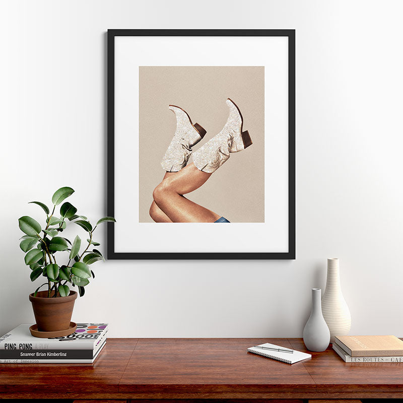 These Boots - Neutral Glitter II / Beige Framed Art Print Gallery Image 48