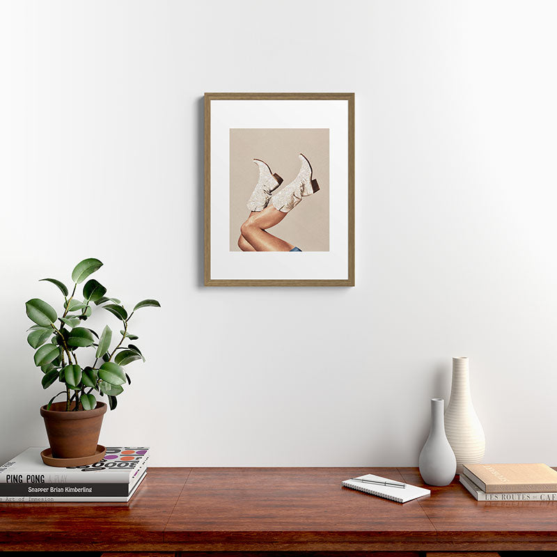 These Boots - Neutral Glitter II / Beige Framed Art Print Gallery Image 16
