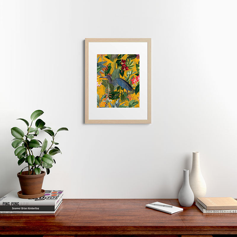 Vintage & Shabby Chic - Sunny Tropical Garden Blue Heron Framed Art Print Gallery Image 64