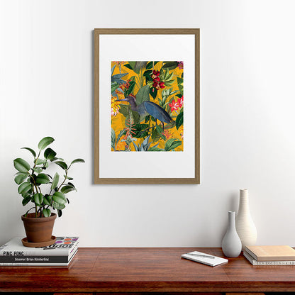 Vintage & Shabby Chic - Sunny Tropical Garden Blue Heron Framed Art Print Gallery Image 56