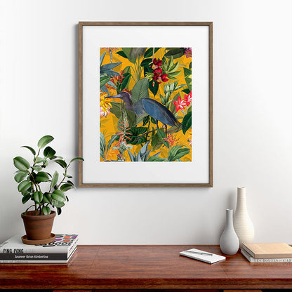 Vintage & Shabby Chic - Sunny Tropical Garden Blue Heron Framed Art Print Gallery Image 19