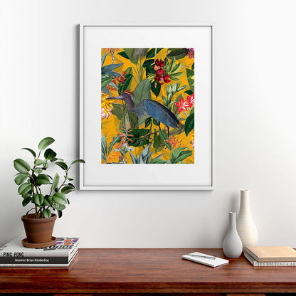 Vintage & Shabby Chic - Sunny Tropical Garden Blue Heron Framed Art Print Gallery Image 39
