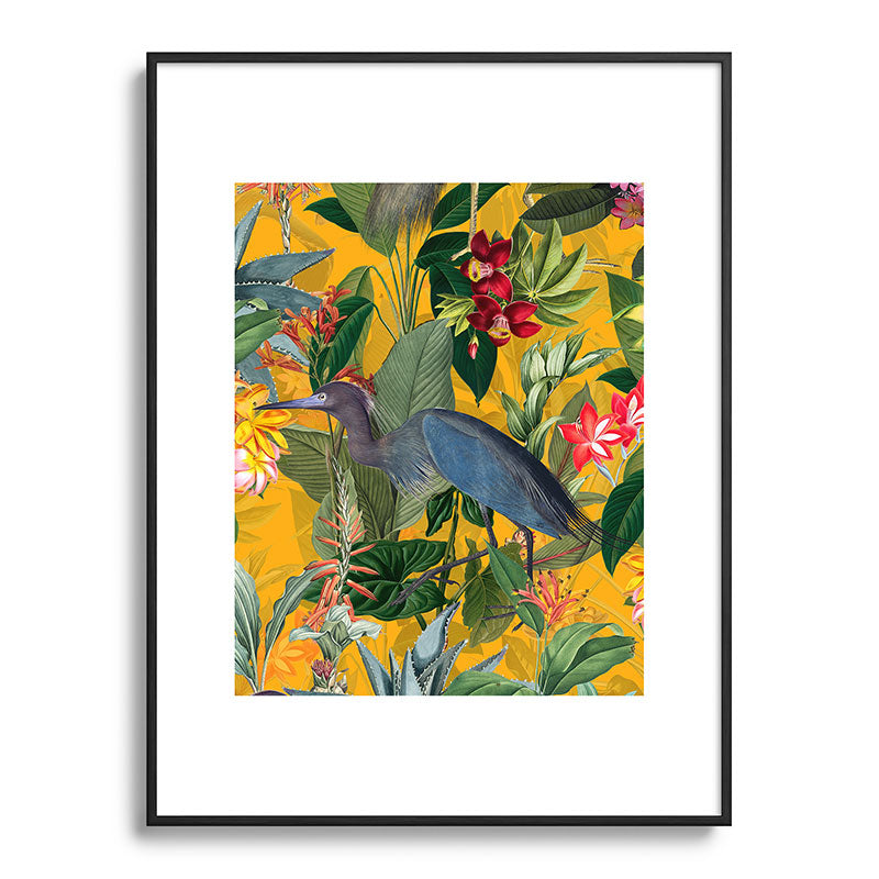 Vintage & Shabby Chic - Sunny Tropical Garden Blue Heron Framed Art Print Gallery Image 116