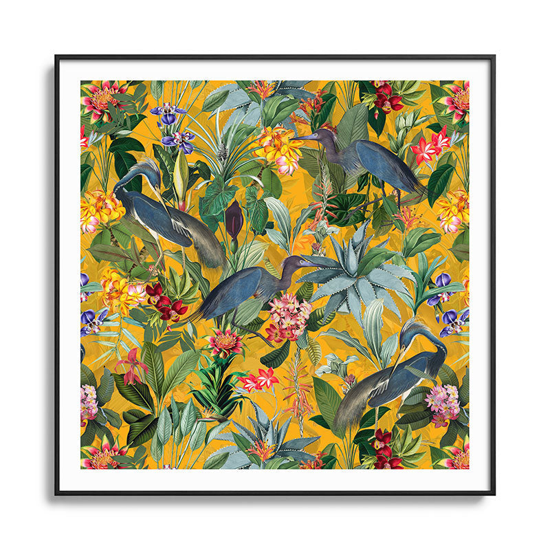 Vintage & Shabby Chic - Sunny Tropical Garden Blue Heron Framed Art Print Gallery Image 126