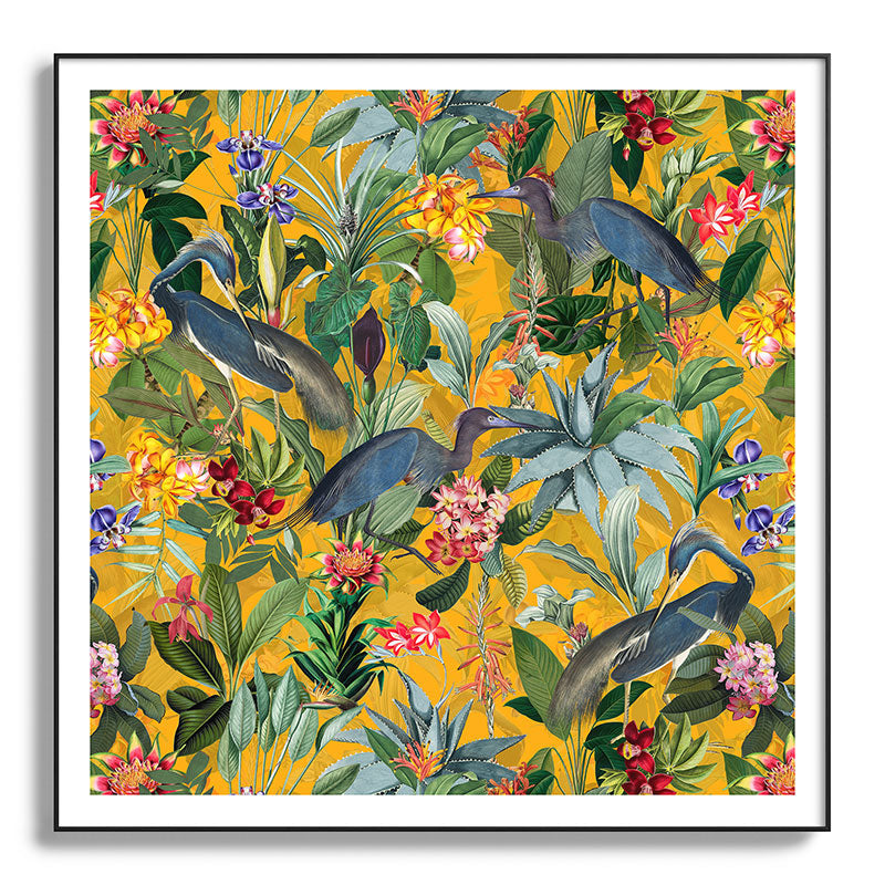Vintage & Shabby Chic - Sunny Tropical Garden Blue Heron Framed Art Print Gallery Image 130