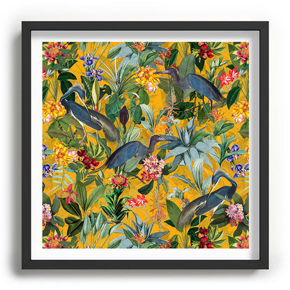 Vintage & Shabby Chic - Sunny Tropical Garden Blue Heron Framed Art Print Gallery Image 93