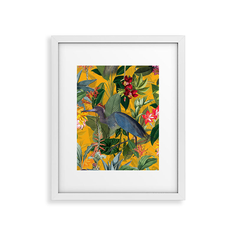 Vintage & Shabby Chic - Sunny Tropical Garden Blue Heron Framed Art Print Gallery Image 31