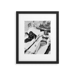 Lady and Chimp Sunbathing, Black and White, Vintage Art Framed Art Print Gallery Image 1