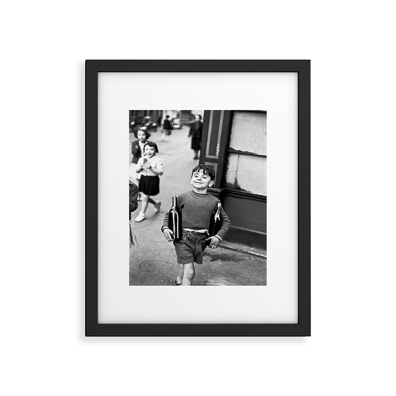 Little Boy and Bottles of Wine, Black and White Vintage Art Framed Art Print Gallery Image 2