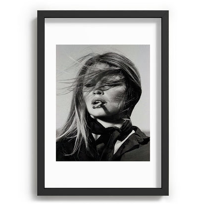 Brigitte Bardot Smoking a Cigarette, Black and White Photograph Framed Art Print Gallery Image 59