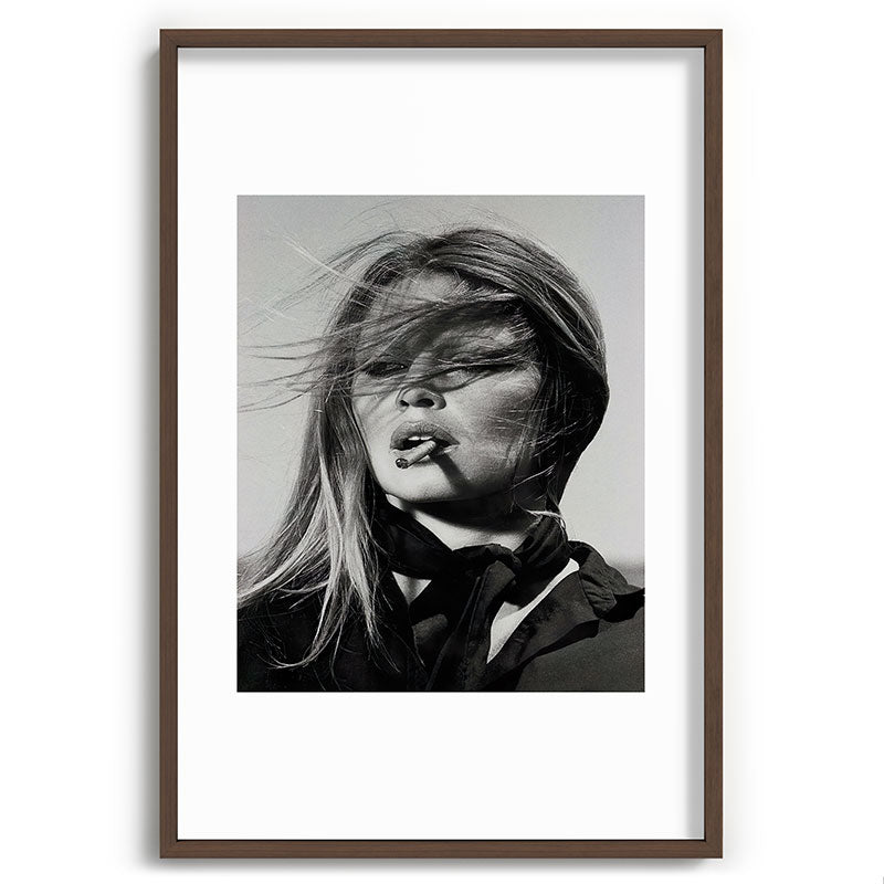Brigitte Bardot Smoking a Cigarette, Black and White Photograph Framed Art Print Gallery Image 68