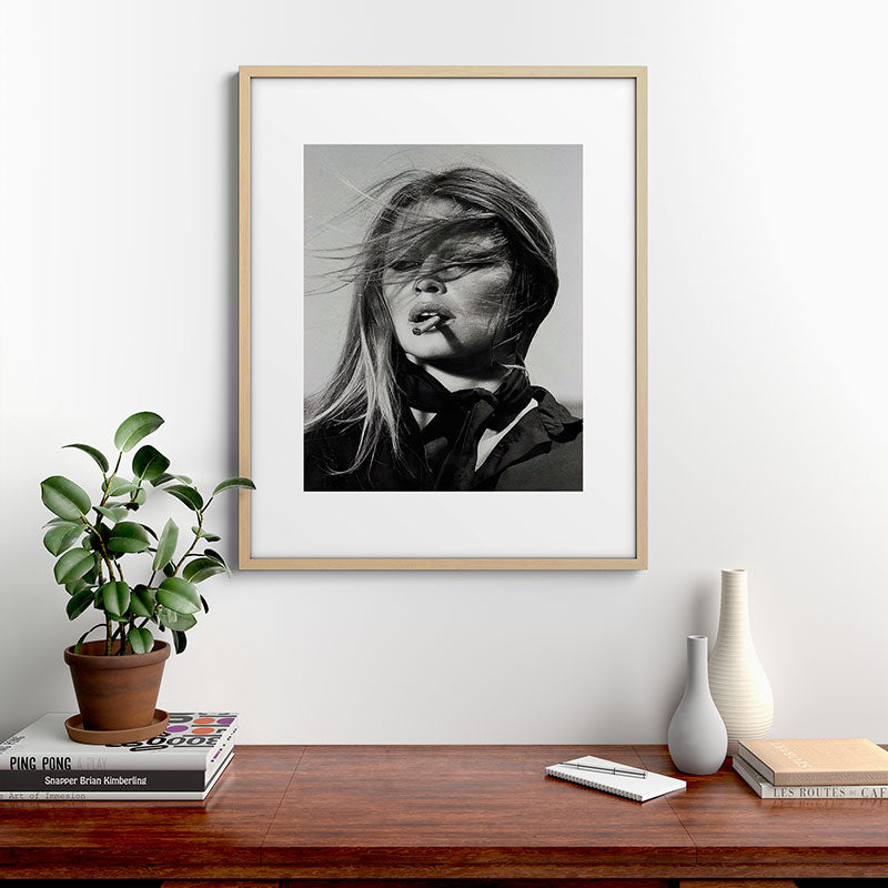 Brigitte Bardot Smoking a Cigarette, Black and White Photograph Framed Art Print Gallery Image 21