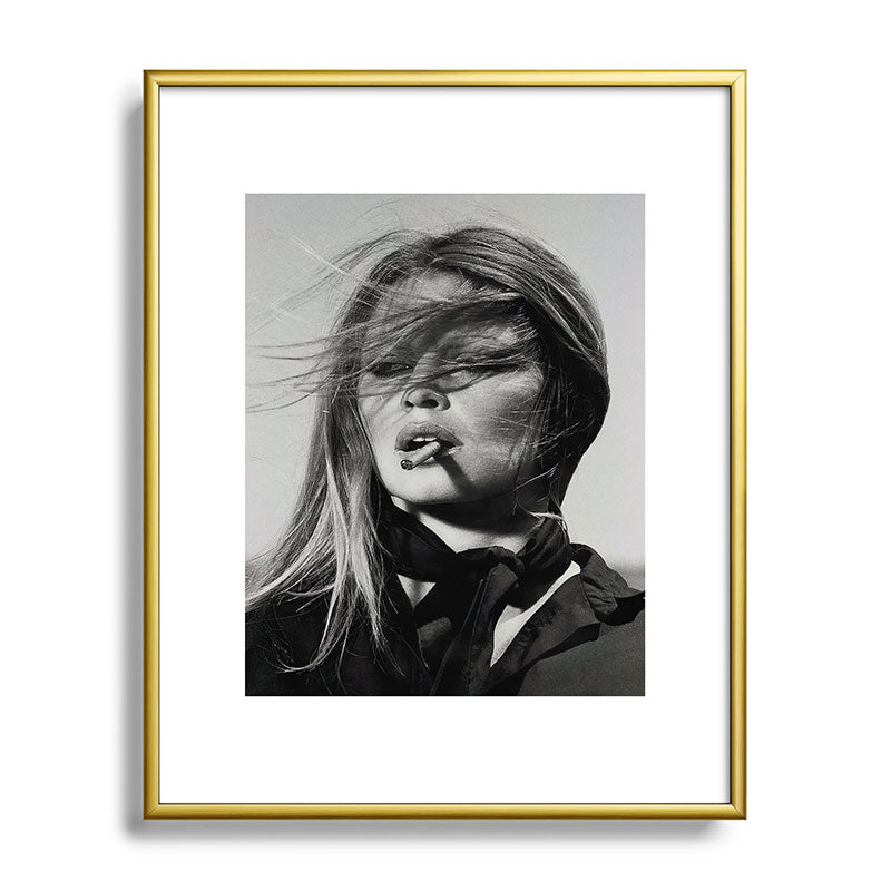 Brigitte Bardot Smoking a Cigarette, Black and White Photograph Framed Art Print Gallery Image 89