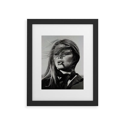 Brigitte Bardot Smoking a Cigarette, Black and White Photograph Framed Art Print Gallery Image 29