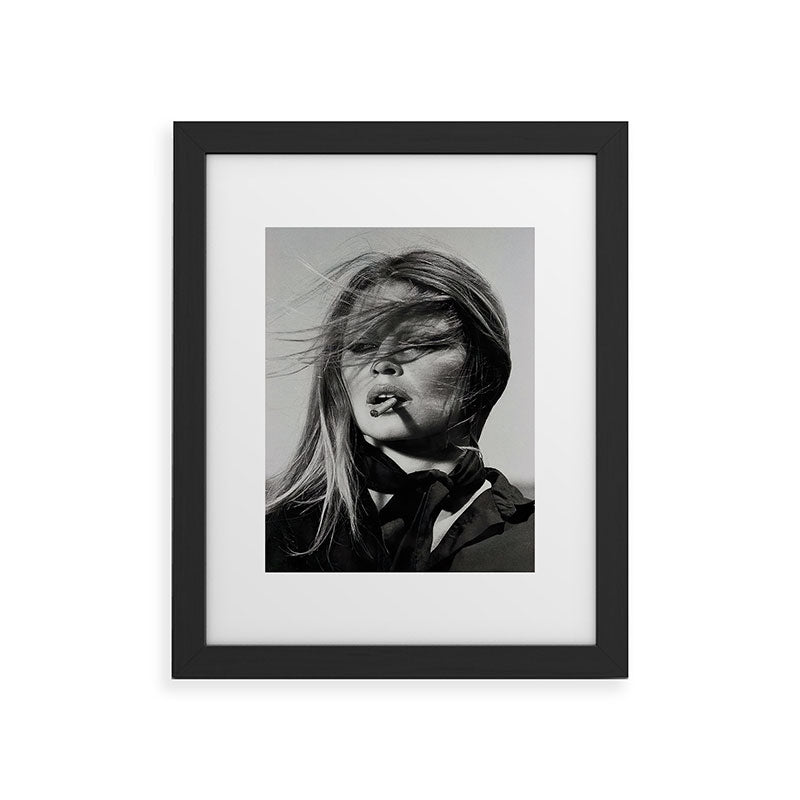 Brigitte Bardot Smoking a Cigarette, Black and White Photograph Framed Art Print Gallery Image 30